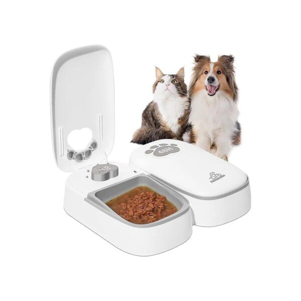 2 in 1 Automatic Pet Feeder for Cats and Dogs with Dry and Semi Wet Food Capacity