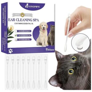 2-in-1 Pet Ear Cleaning Cotton Swabs with Gentle Ear Cleaning Solution for Daily Use