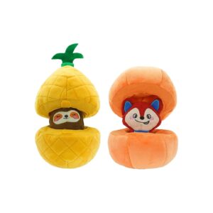 2-in-1 Plush Puzzle Toys for Small Medium Dogs with Squeaky Hiding and Seeking