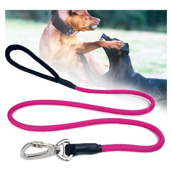 2 inch Thick Pink Nylon Dog Leash, 5FT Long for Large Breed Training and Walking