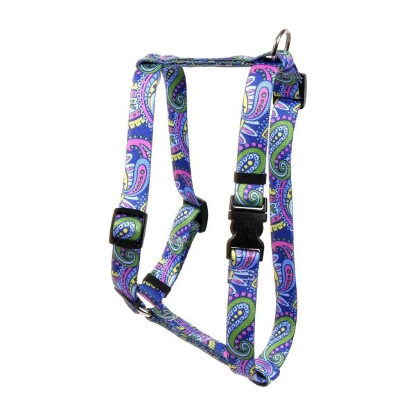 20-28 Inch Chest Polyester Dog Harness with Paisley Print and Roman Design for Large Dogs