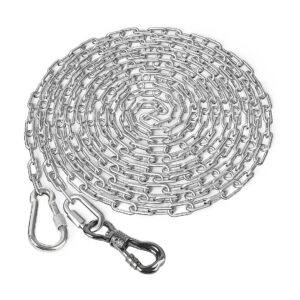 20 Foot Stainless Steel Pet Tie Out Chain with Rotatable Buckle for Camping Hiking