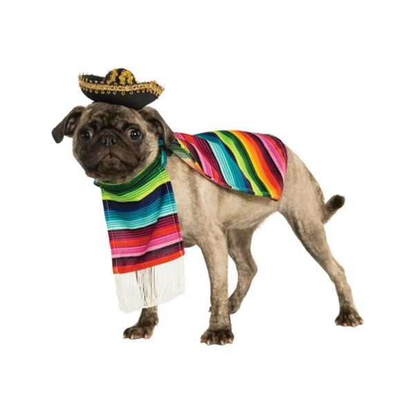 20-Inch Neck, 27-Inch Chest, XL Dog Costume with Serape and Headpiece