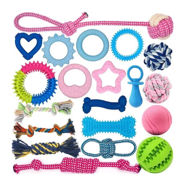 20 Pack Puppy Toy Variety for Small Breeds with Teething Rings and Rope Toys