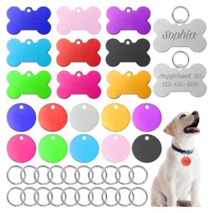 20-Piece Set of Aluminum Pet ID Tags with Engravable Metal Keyrings for Dogs and Cats