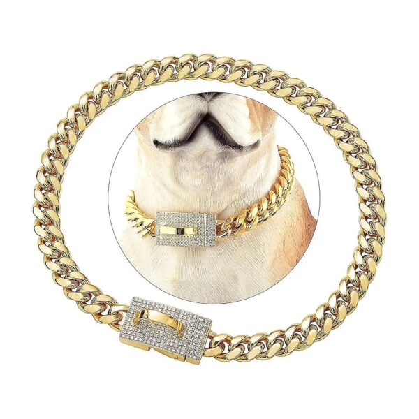 2022 Upgrade 18K Gold Plated Stainless Steel Dog Chain Necklace with Solid Zircon