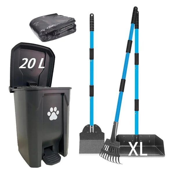 20L Outdoor Dog Poop Trash Can with Large Pooper Scooper and 50 Heavy Duty Waste Bags