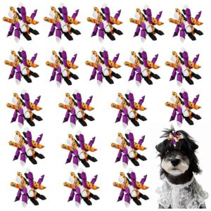 20pcs Halloween Pet Hair Bows with Rubber Bands for Grooming and Styling