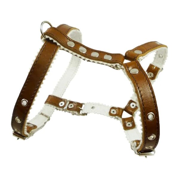 21" Leather Dog Harness for Medium Brown Poodle Boston Terrier Felt Padded