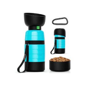 22 oz Dog Water Bottle with 5 oz Food Container and Leakproof Dispenser