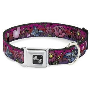 23" Neck Dog Collar with Buckle Closure - Pink Design