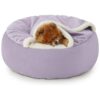 23 Small Dog Bed for Small Breeds with Hooded Blanket and Cover