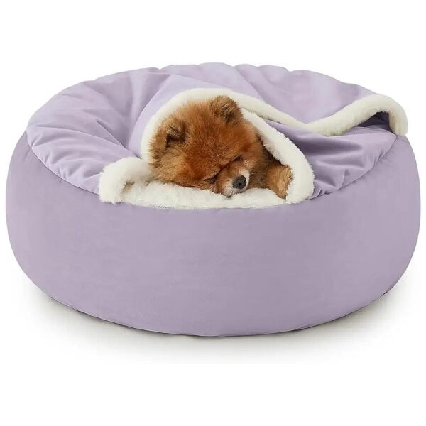 23 Small Dog Bed for Small Breeds with Hooded Blanket and Cover