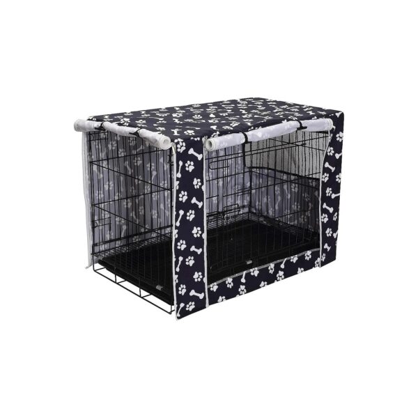 24-48 Inch Dog Crate Cover in Black with Easy Entrance and Exit for Pet Use