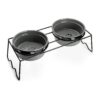 24 Oz Capacity Ceramic Bowls on Anti-Slip Metal Stand for Easy Feeding and Cleaning