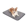 24 inch Grey Dog Bed Crate Mat with Washable Orthopedic Pillow and Dense Cushion Padding