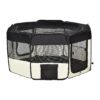 25 Inch Lightweight Pet Playpen with Removable Cushion and Zippered Doors