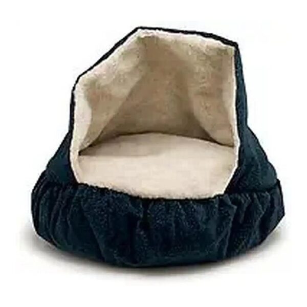 25-Inch Navy Blue Pet Bed with Burrowing Hood for Snug Sleep