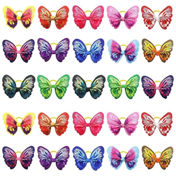 25Pcs Butterfly Shaped Pet Hair Accessories with Comfortable Rubber Bands