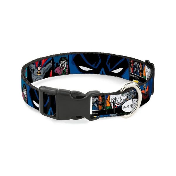 26 inch Nylon Webbing Dog Collar with Comic Strip Batman Joker Design Buckle Closure