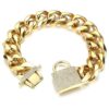 26inch Gold Stainless Steel Chain Dog Collar for Medium Large Dogs