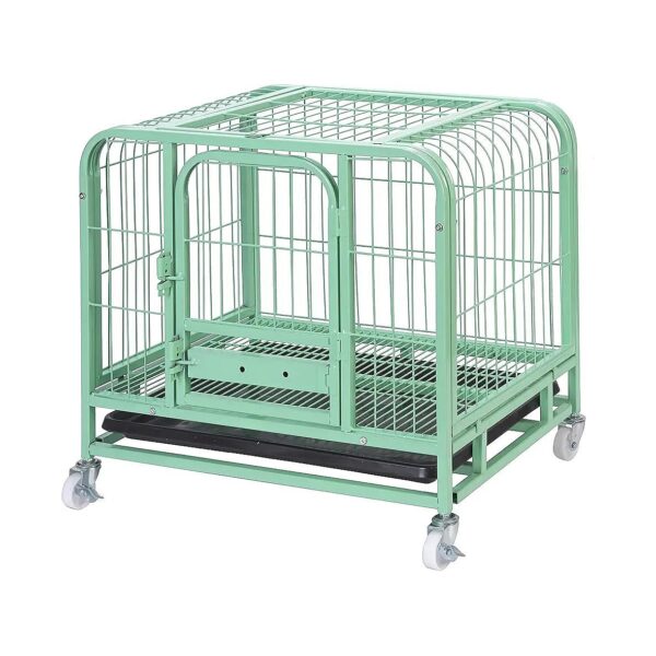 26x17x22 Inch Metal Dog Kennel with Lockable Wheels and Tray for Small Dogs