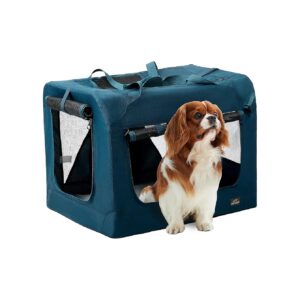 28 Inch Soft Dog Crate with Chew Proof Mesh Windows for Easy Ventilation