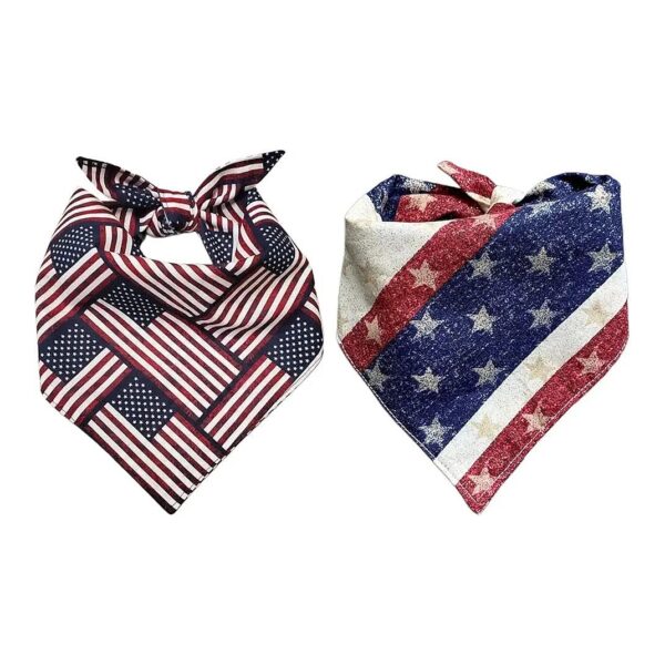 2PCS American Flag Bandanas for Small Medium Large Dogs Soft Comfortable Puppy Bandana