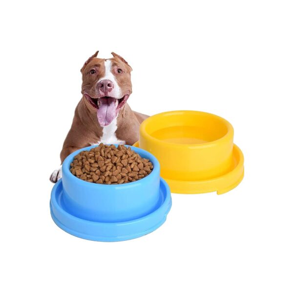 2PCS Round Plastic Dog Food Bowls with Water Feeder Dish and Easy Clean Design