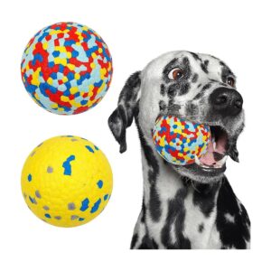 2Pack 3" Bouncy Yellow Solid Dog Balls for Catch and Fetch Aggressive Chewers