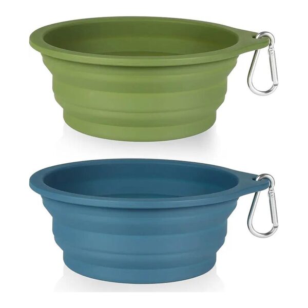 2Pack Collapsible Dog Bowls with No Plastic Rim for Outdoors Travel