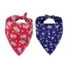 2Pcs Blue Red American Flag Dog Bandanas Bibs Scarfs for Independence Day Pet Fashion