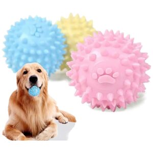 3 Colorful Spike Ball Dog Toys for Puppy Small Medium Large Dogs Training Playing