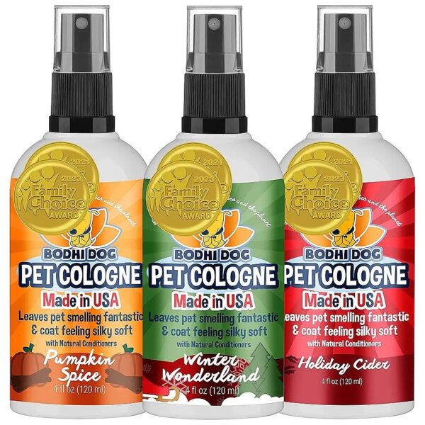 3 Fresh Holiday Scents Natural Pet Cologne Bundle for Dogs and Cats with Sensitive Skin