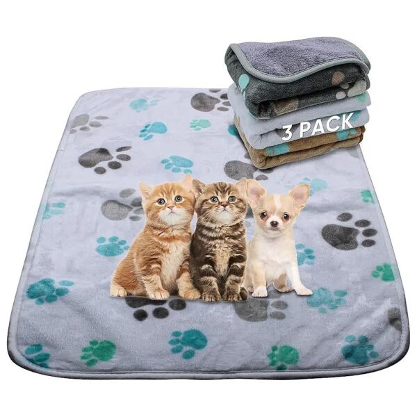 3-Layer Fleece Dog Blanket with Waterproof Layer for Small Dog Beds and Couches