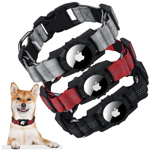 3 Pack AirTag Adjustable Dog Collar with Reflective Strip for Medium Breed Dogs