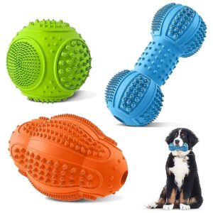 3 Pack Dog Chew Toys for Small to Large Dogs with Natural Rubber Materials