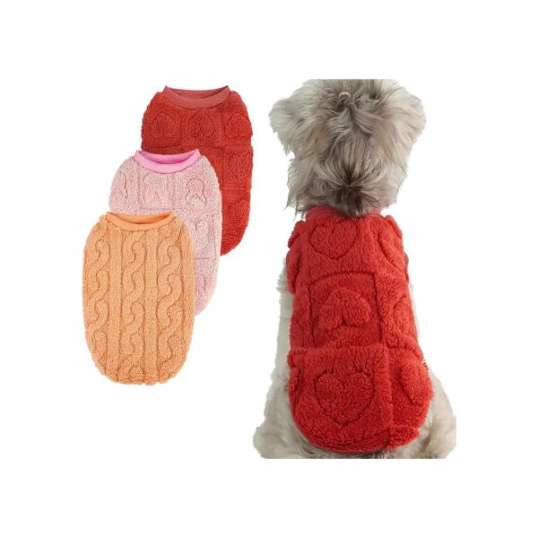 3 Pack Dog Sweater Set with Cute Quilting Designs, Twin Pack for Small Medium Breeds