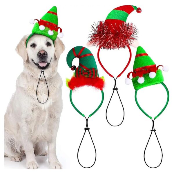 3 Pack Elf Hat Pet Accessories for Dog Puppy Cat Hair Hoop Headband