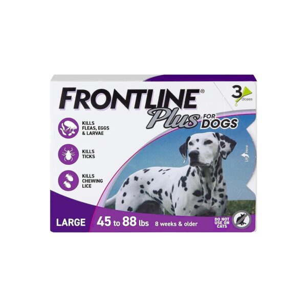 3 Pack Flea and Tick Treatment for Large Dogs, Up to 88 Pounds