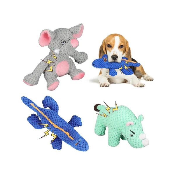 3 Pack Plush Dog Toys for Teeth Cleaning and Chewing for Small Medium Breeds