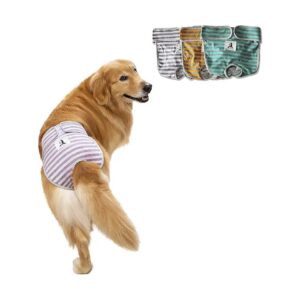 3 Pack Reusable Dog Diapers for Female Dogs with Large Waist Size 5-3 Inches