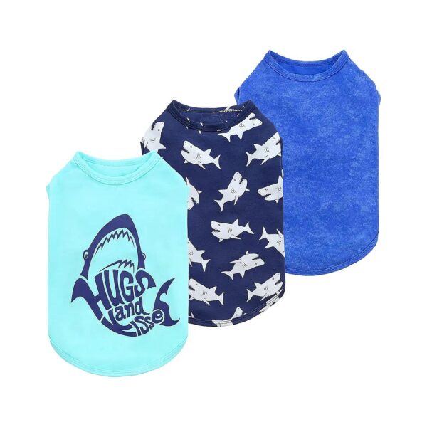 3 Pack Shark Print Pet Clothing with Soft Fabric