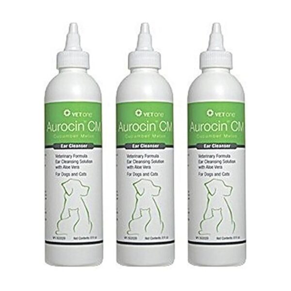 3 Pack Veterinary Formula Ear Cleanser with Cucumber Melon Scent and Aloe Vera