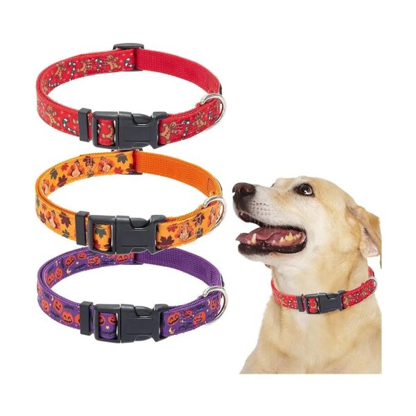 3 Pack of Adjustable Soft Pet Collars with Quick Release Buckle for Dogs