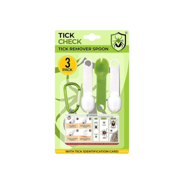 3 Pack of Lightweight Tick Removal Spoons with Carabiner and Tick ID Card for Travel