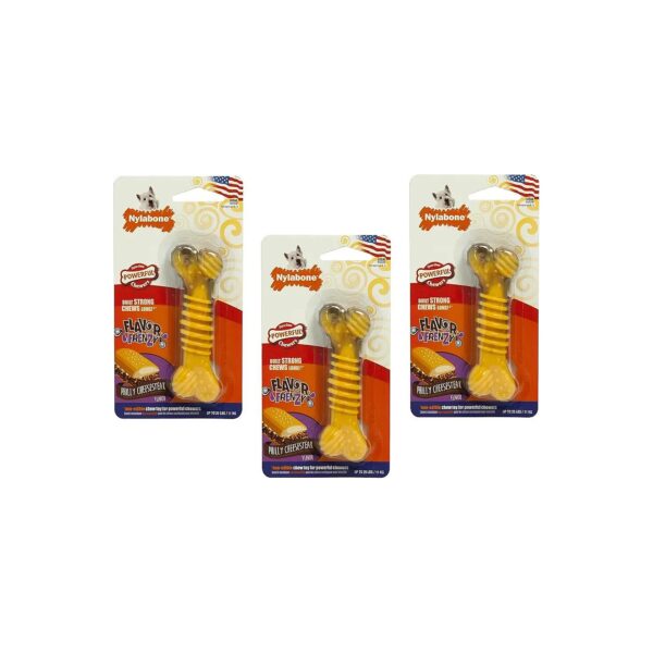 3 Pack of Nylabone Dura Chew Cheese Flavored Bone Toys for Regular Size