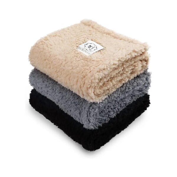 3 Pack of Soft Sherpa Fleece Pet Blankets for Dog Puppy Cat