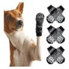 3 Pair Medium Black Anti-Slip Dog Socks with Adjustable Belts