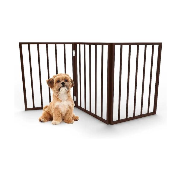 3-Panel Foldable Indoor Pet Gate for Stairs, Doorways, Hallways Brown